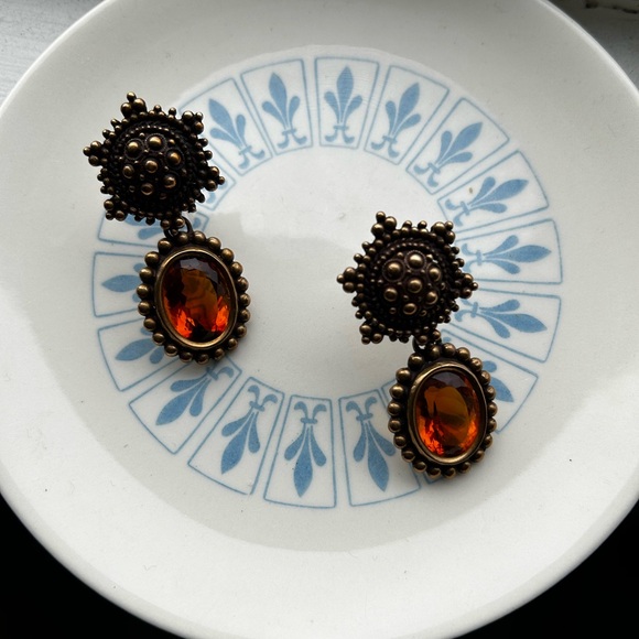 Vintage Stephen Dweck Citrine Clip On Earrings - Picture 1 of 5